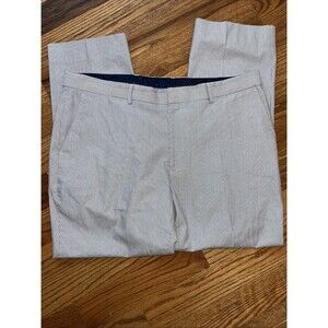 Nautica Size 40x30L Men's Pinstripe Navy Blue And White Dress Pants